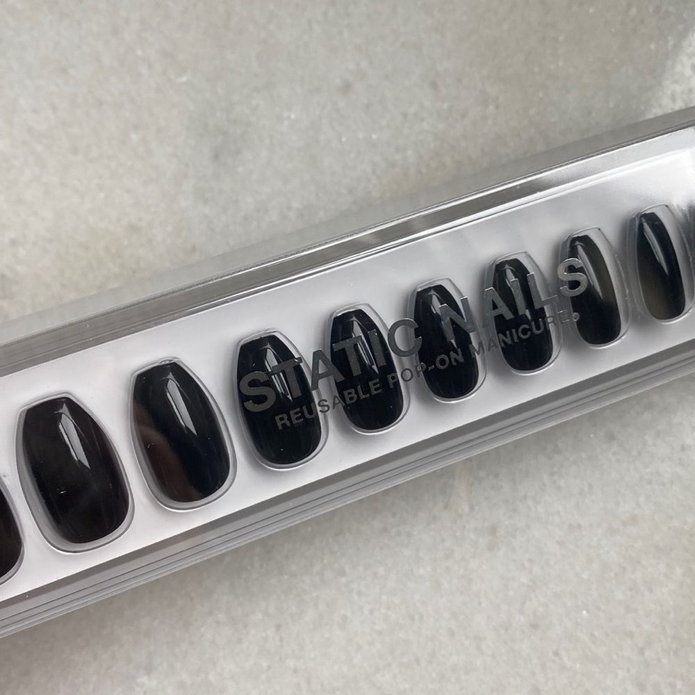 NEW Static Nails Press On Nails — Dark Room (black) coffin